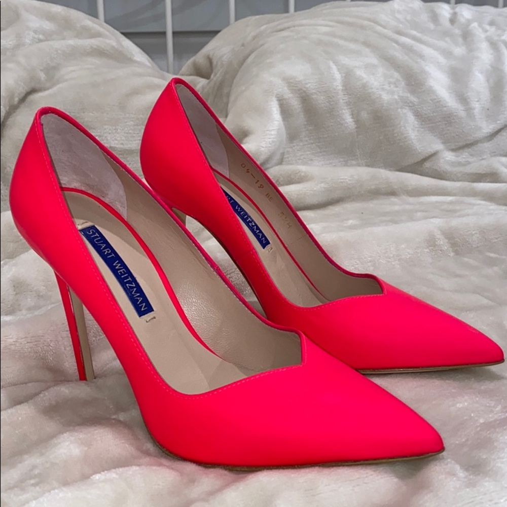 Stuart Weitzman Hot Pink Pointed Toe Heels